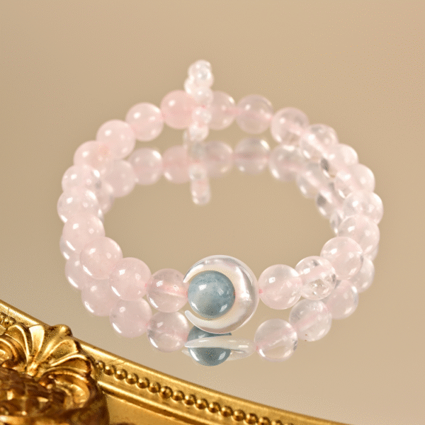 粉水晶月牙多宝手串