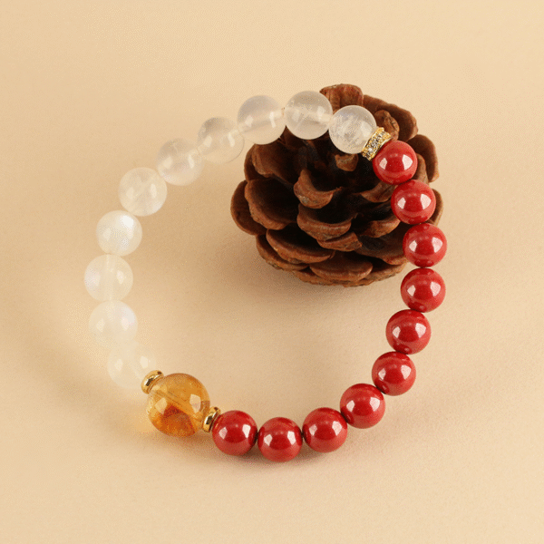 黄塔晶日月交辉朱砂手串